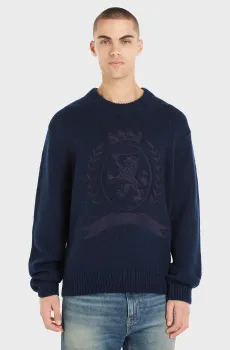 Мужской темно-синий свитер THC ARCHIVE CREST SWEATER Синий L Tommy Hilfiger MW0MW32291