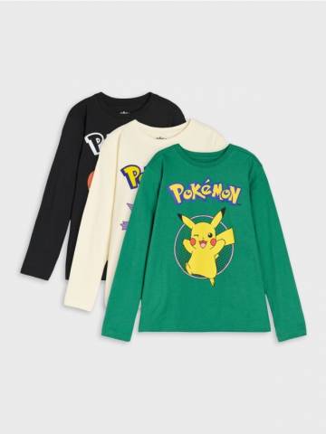 Набір з 3 футболок з довгим рукавом Pokémon - різнобарвний Набір з 3 футболок з довгим рукавом Pokémon - різнобарвний