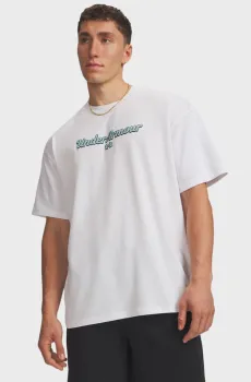 Мужская белая футболка UA M HWT WM SS Белый S Under Armour 6009266-100