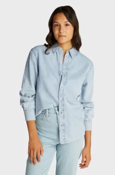 Женская голубая джинсовая рубашка LS LW DENIM SHIRT Голубой M Calvin Klein K20K208414
