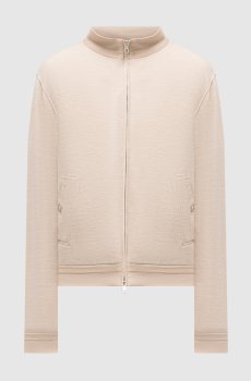 Бежевая спортивная куртка с шерстью, льном и шелком