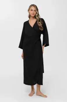 Женское черное льняное платье Черный S MARC&ANDRE BR25-04-TU