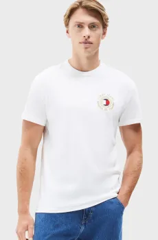 Мужская белая футболка TJM REG TOMMY CREST Белый S Tommy Jeans DM0DM20361