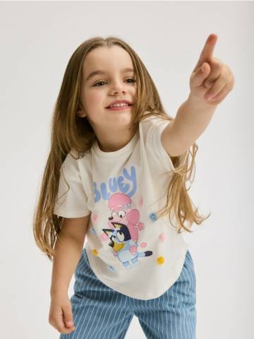 Reserved - GIRLS` T-SHIRT - кремовий - 402EC-01X Reserved - GIRLS` T-SHIRT - кремовий - 402EC-01X