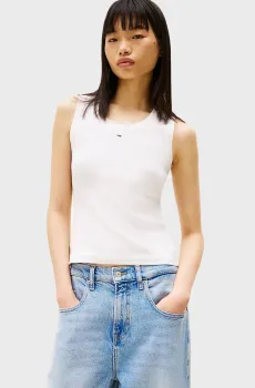 Женская белая майка ESSENTIAL RIB TANK EXT Белый S Tommy Jeans DW0DW20673