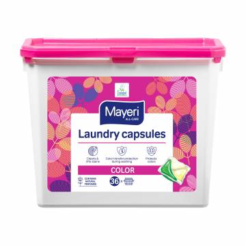 Гель-капсулы для стирки цветных вещей Mayeri Laundry Capsules Color 36 стирок, 36 шт Гель-капсулы для стирки цветных вещей Mayeri Laundry Capsules Color 36 стирок, 36 шт