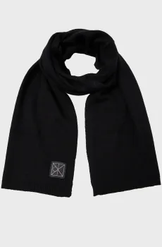 Мужской черный кашемировый шарф EMBLEM Черный ONESIZE Calvin Klein LV04D8014G