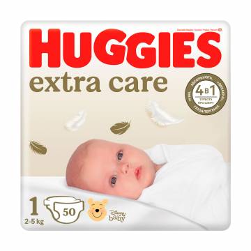 Подгузники Huggies Extra Care размер 1 (2-5 кг), 50 шт Подгузники Huggies Extra Care размер 1 (2-5 кг), 50 шт