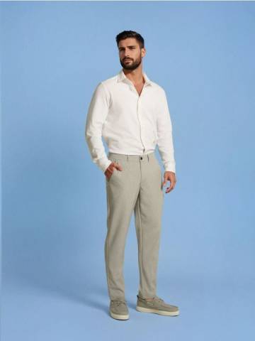 Штани chino slim fit в клітинку - нюдовий