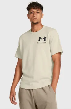 Мужская бежевая футболка UA Rival Terry SS Colorblock Бежевый XXL Under Armour 1383104-273