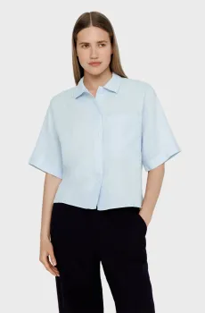 Женская голубая льняная рубашка Голубой S PRPY PWSHRKALUA02601