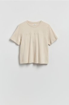 Reserved - Футболка з вишитим написом - бежевий - 182HT-08X