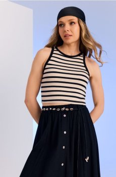 Топ у рубчик на бретелях - різнобарвний