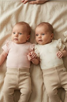Бавовняне боді з декоративними воланами 2 pack - кремовий