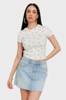 Женская белая футболка с узором Белый XXS Tally Weijl STSCOPEROM