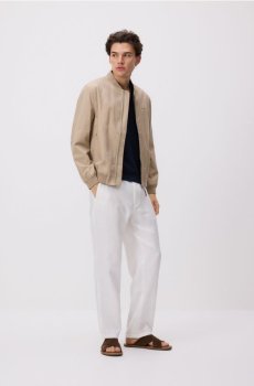 Reserved - Бомбер куртка з коміром-стійкою - бежевий - 461HR-80X