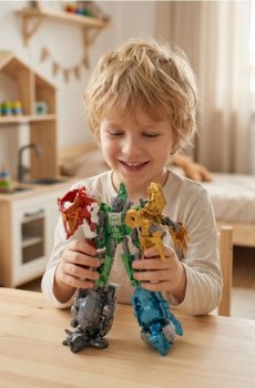 Іграшка – Трансформуючий робот для збирання - синьо-зелений