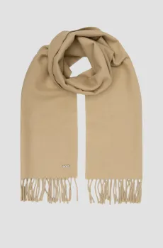 Женский бежевый шерстяной шарф Бежевый ONESIZE BOSS 50517216;260