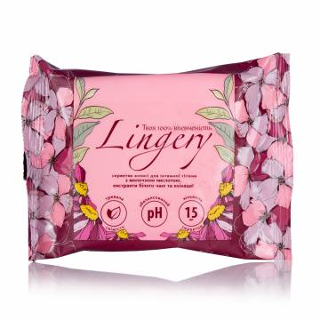 Влажные салфетки для интимной гигиены Lingery с молочной кислотой с экстрактами белого чая и эхинацей, 15 шт Влажные салфетки для интимной гигиены Lingery с молочной кислотой с экстрактами белого чая и эхинацей, 15 шт