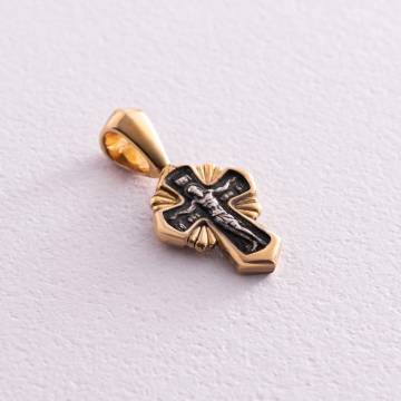 Серебряный крестик (позолота, чернение) 132757 Серебряный крестик (позолота, чернение) 132757