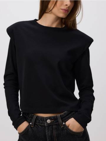 Reserved - Лонгслів з підплічниками - чорний - 257HS-99X