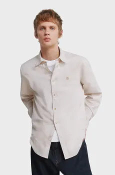 Мужская бежевая рубашка Бежевый XL SPRINGFIELD 273622