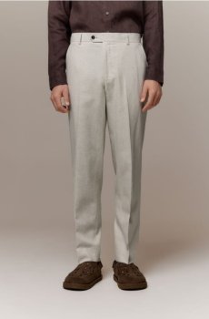 Reserved - Штани regular fit з льоном - бежевий - 851HO-08M