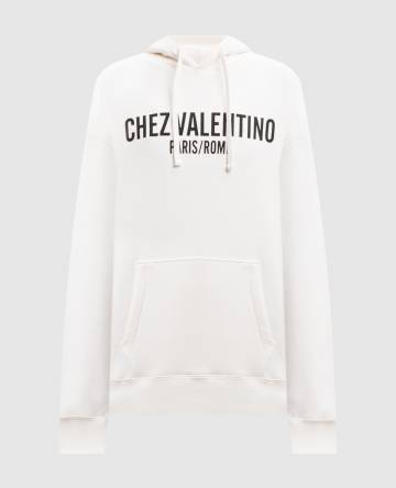 Белые худи с принтом CHEZ VALENTINO Белые худи с принтом CHEZ VALENTINO