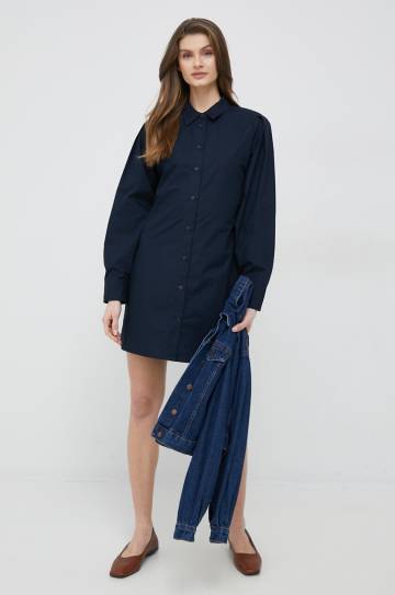 Хлопковое платье Tommy Hilfiger цвет синий mini прямое Хлопковое платье Tommy Hilfiger цвет синий mini прямое