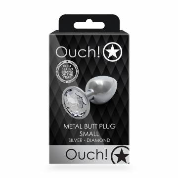 Металлическая анальная пробка Ouch! Round Gem, размер S, серебристо-белая, 1 шт Металлическая анальная пробка Ouch! Round Gem, размер S, серебристо-белая, 1 шт