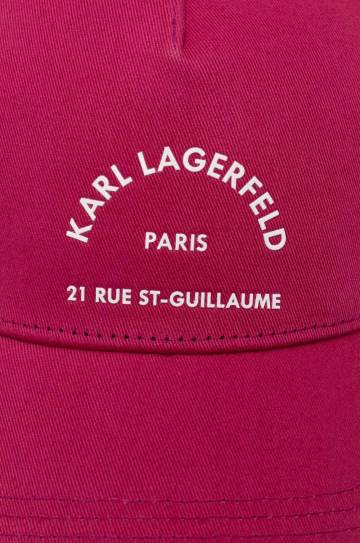 Хлопковая кепка Karl Lagerfeld цвет розовый с принтом 245W3407 Хлопковая кепка Karl Lagerfeld цвет розовый с принтом 245W3407
