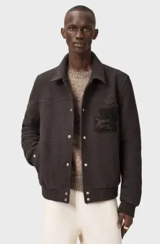 Мужская темно-коричневая шерстяная рубашка-пальто ROYCE Коричневый S AllSaints M013OE