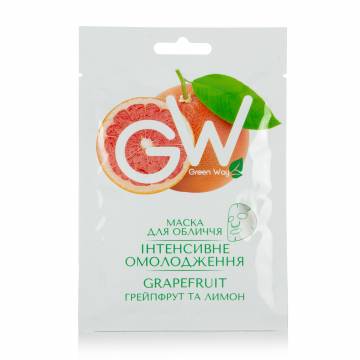Тканевая маска для лица Green Way ФітоЛінія Интенсивное омоложение, грейпфрут и лимон, 25 г Тканевая маска для лица Green Way ФітоЛінія Интенсивное омоложение, грейпфрут и лимон, 25 г