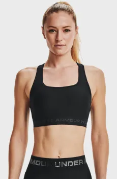 Женский черный топ UA Crossback Mid Bra Черный XXL Under Armour 1361034-001