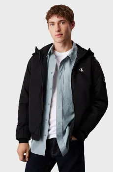 Мужская черная куртка PADDED HOODED HARRINGTON Черный L Calvin Klein Jeans J30J325596