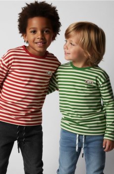 Смугаста бавовняна футболка 2 pack - червоний