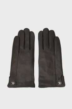 Женские черные кожаные перчатки METAL Черный S-M Calvin Klein LV04F9011G