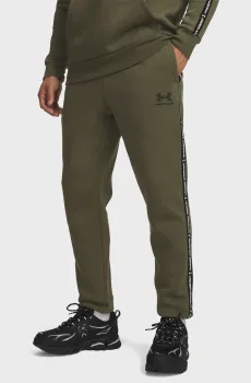 Мужские оливковые спортивные брюки UA Icon Fleece Jgr Taping Оливковый M Under Armour 1389358-391