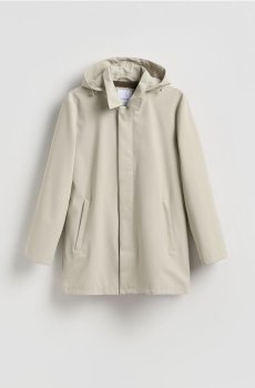 Reserved - Водонепроникне пальто з каптуром - кремовий - 566HK-01X