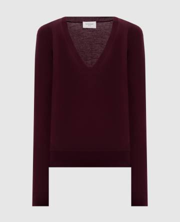Бордовый пуловер из шерсти