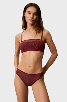 Женский бордовый бюстгальтер с узором LIGHTLY Бордовый XS Calvin Klein LV00QF8973