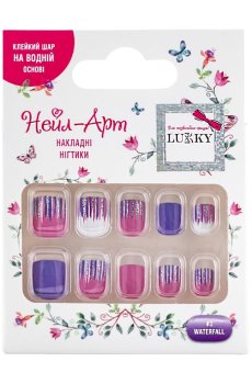 Многоразовые накладные ногти Lukky Нейл-арт Waterfall на липкой основе, 10 шт