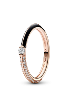 Каблучка "Паве і чорна емаль" Pandora ME