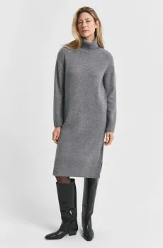 Женское серое шерстяное платье DETAIL TURTLENECK DRESS Серый S Gant 4502089