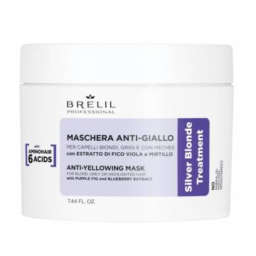 Маска Brelil Silver Blonde Treatment Anti-Yellowing Mask для нейтрализации желтизны волос, 220 мл