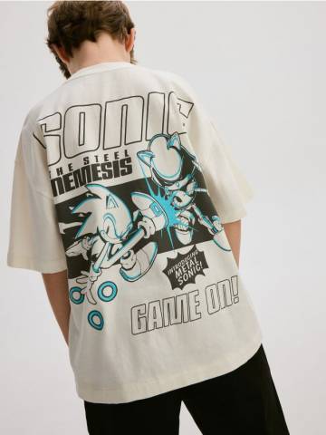 Reserved - Футболка oversize Sonic - кремовий - 956BE-01X Reserved - Футболка oversize Sonic - кремовий - 956BE-01X