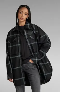 Женская черная рубашка-пальто в клетку Regular BF Черный XS G-Star RAW D23554,D402