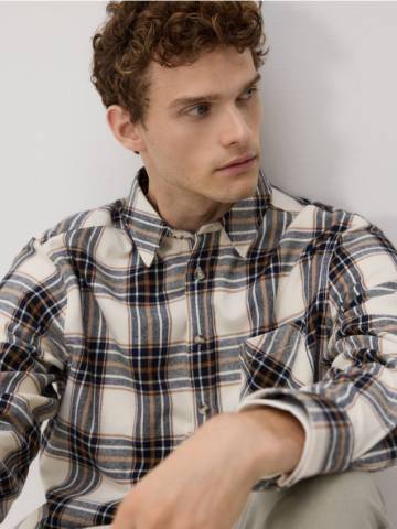 Reserved - Картата сорочка regular fit - бежевий - 075DO-80P Reserved - Картата сорочка regular fit - бежевий - 075DO-80P