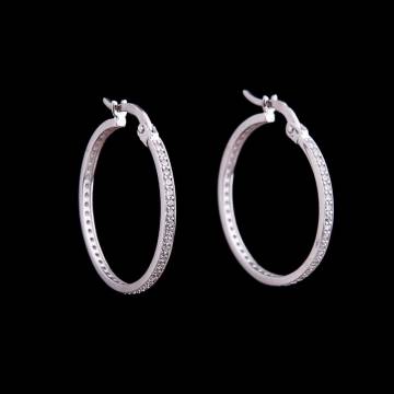 Серьги "Кольца" с фианитами из белого золота с03865 Серьги "Кольца" с фианитами из белого золота с03865