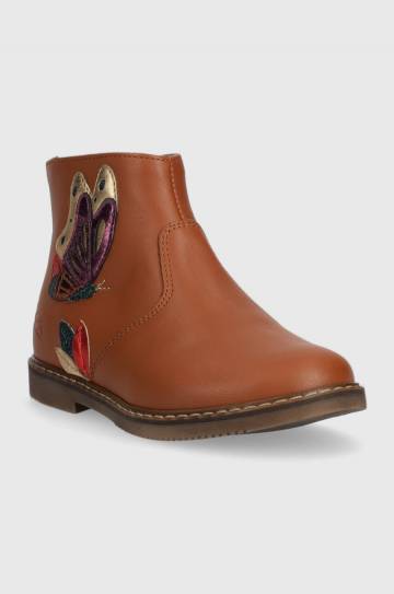 Детские замшевые ботинки Pom Dapi цвет коричневый